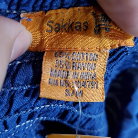 Sakkas Dress Womens Small Blue Boho Embroidered Sleeveless Handkerchief *NWT* - Picture 2 of 12